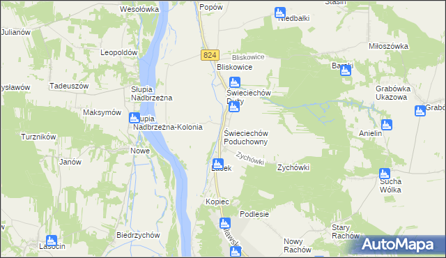mapa Świeciechów Poduchowny, Świeciechów Poduchowny na mapie Targeo