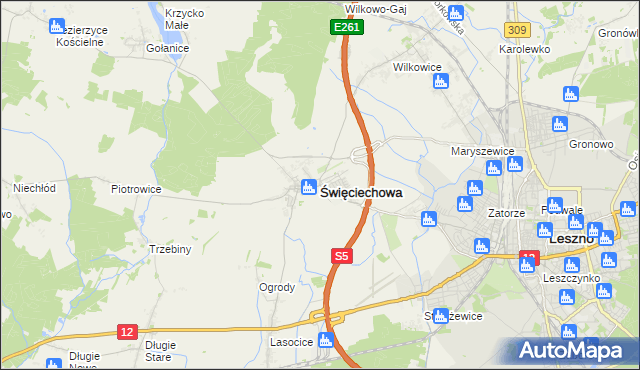 mapa Święciechowa, Święciechowa na mapie Targeo