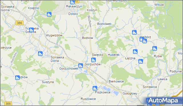 mapa Święcko, Święcko na mapie Targeo