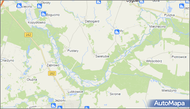 mapa Świelubie gmina Dygowo, Świelubie gmina Dygowo na mapie Targeo