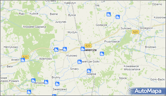 mapa Świercze powiat pułtuski, Świercze powiat pułtuski na mapie Targeo