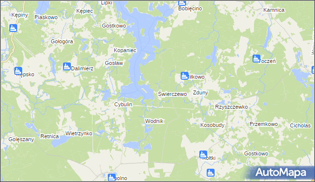 mapa Świerczewo gmina Biały Bór, Świerczewo gmina Biały Bór na mapie Targeo