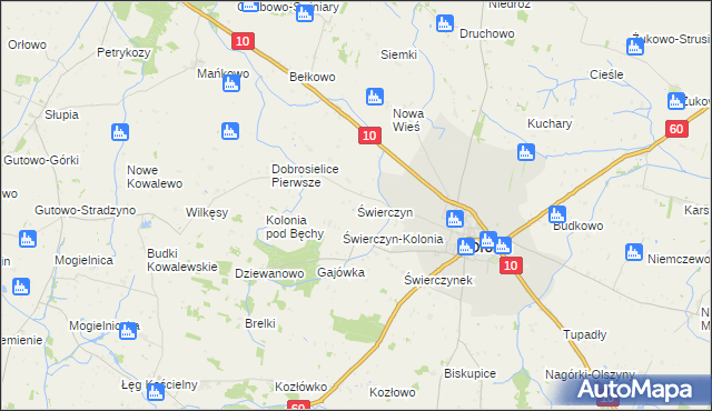 mapa Świerczyn gmina Drobin, Świerczyn gmina Drobin na mapie Targeo