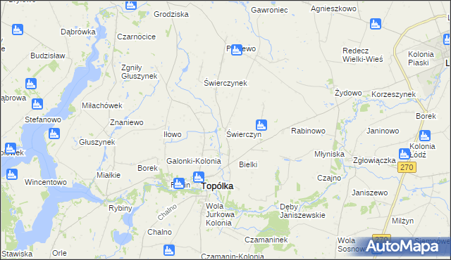 mapa Świerczyn gmina Topólka, Świerczyn gmina Topólka na mapie Targeo