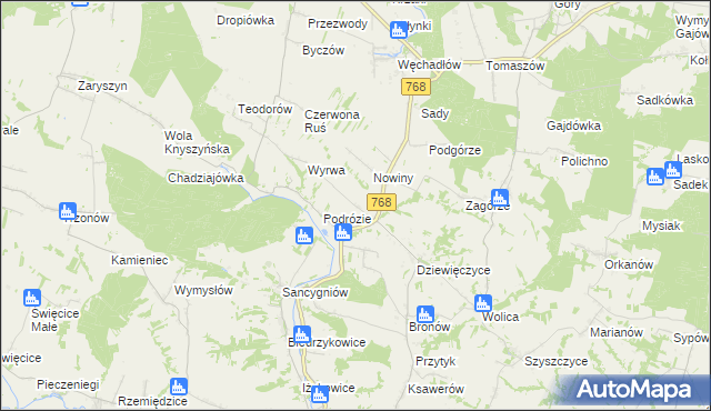 mapa Świerczyna gmina Działoszyce, Świerczyna gmina Działoszyce na mapie Targeo