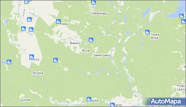mapa Świerkówko gmina Koczała, Świerkówko gmina Koczała na mapie Targeo