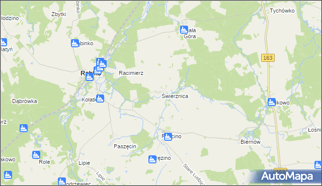 mapa Świerznica gmina Rąbino, Świerznica gmina Rąbino na mapie Targeo