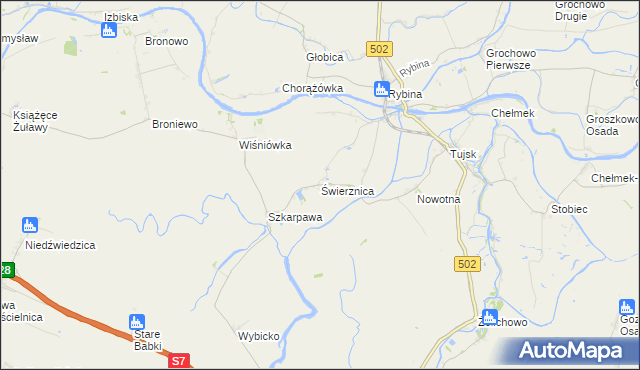 mapa Świerznica gmina Stegna, Świerznica gmina Stegna na mapie Targeo