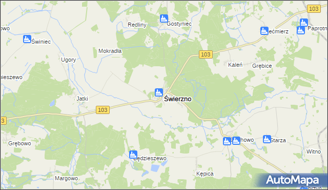 mapa Świerzno powiat kamieński, Świerzno powiat kamieński na mapie Targeo