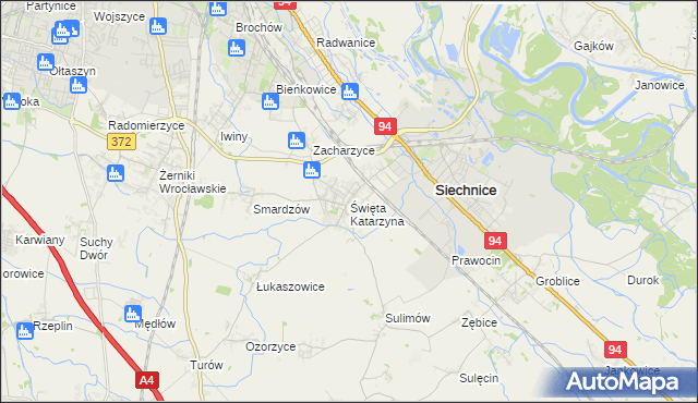 mapa Święta Katarzyna gmina Siechnice, Święta Katarzyna gmina Siechnice na mapie Targeo