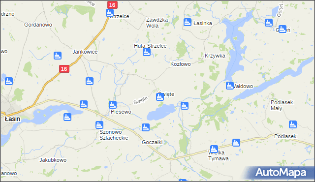 mapa Święte gmina Łasin, Święte gmina Łasin na mapie Targeo