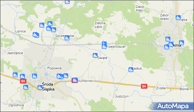 mapa Święte gmina Środa Śląska, Święte gmina Środa Śląska na mapie Targeo