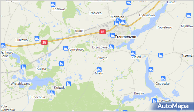 mapa Święte gmina Trzemeszno, Święte gmina Trzemeszno na mapie Targeo