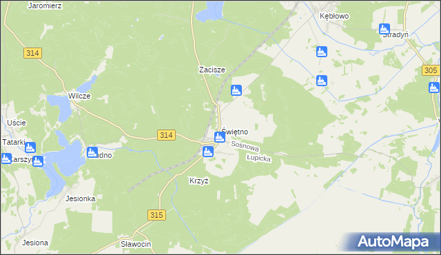 mapa Świętno gmina Wolsztyn, Świętno gmina Wolsztyn na mapie Targeo