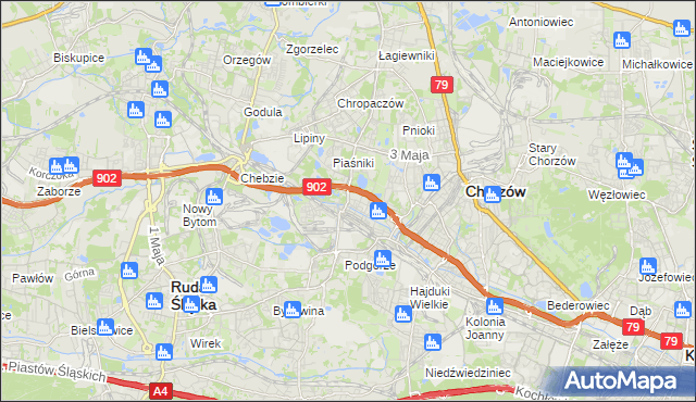 mapa Świętochłowice, Świętochłowice na mapie Targeo