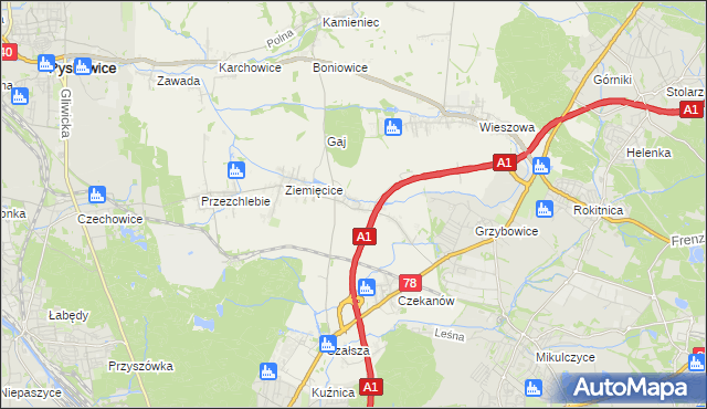 mapa Świętoszowice, Świętoszowice na mapie Targeo