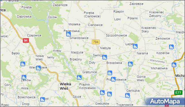 mapa Świńczów, Świńczów na mapie Targeo