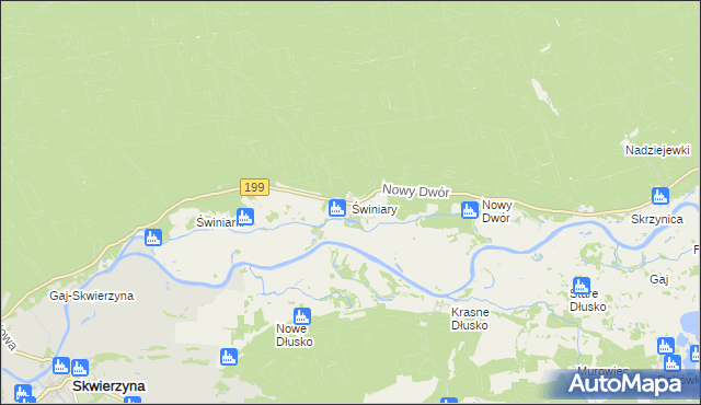 mapa Świniary gmina Skwierzyna, Świniary gmina Skwierzyna na mapie Targeo