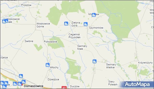 mapa Świniary Małe, Świniary Małe na mapie Targeo