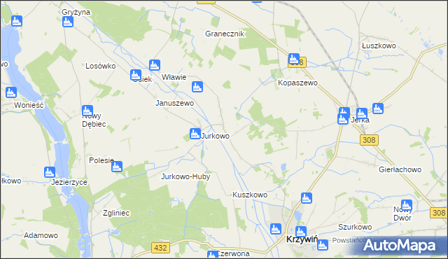 mapa Świniec gmina Krzywiń, Świniec gmina Krzywiń na mapie Targeo