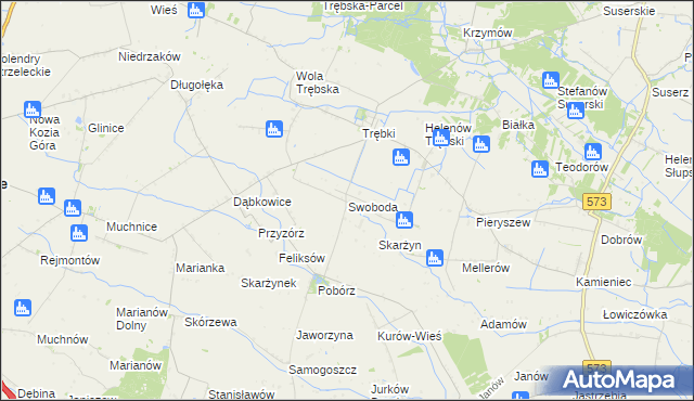 mapa Swoboda gmina Szczawin Kościelny, Swoboda gmina Szczawin Kościelny na mapie Targeo