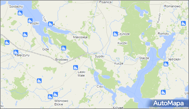 mapa Sypitki, Sypitki na mapie Targeo