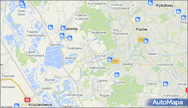 mapa Syrynia, Syrynia na mapie Targeo