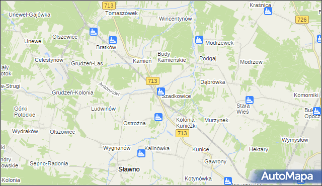 mapa Szadkowice gmina Sławno, Szadkowice gmina Sławno na mapie Targeo