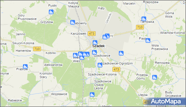 mapa Szadkowice gmina Szadek, Szadkowice gmina Szadek na mapie Targeo