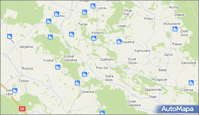 mapa Szafranki gmina Łyse, Szafranki gmina Łyse na mapie Targeo