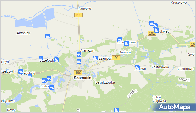 mapa Szamoty gmina Szamocin, Szamoty gmina Szamocin na mapie Targeo