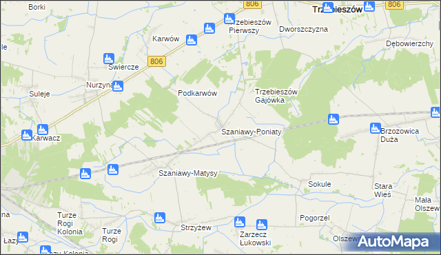 mapa Szaniawy-Poniaty, Szaniawy-Poniaty na mapie Targeo