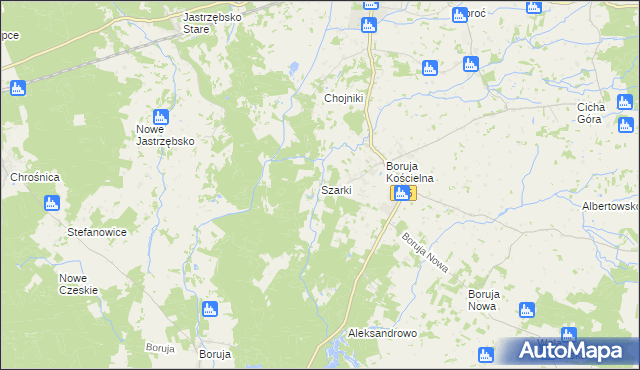 mapa Szarki gmina Nowy Tomyśl, Szarki gmina Nowy Tomyśl na mapie Targeo