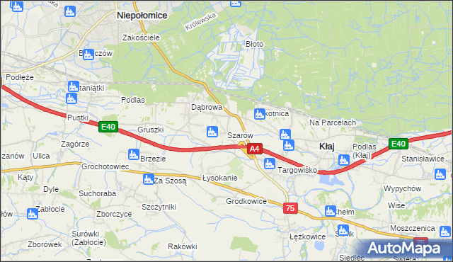 mapa Szarów gmina Kłaj, Szarów gmina Kłaj na mapie Targeo