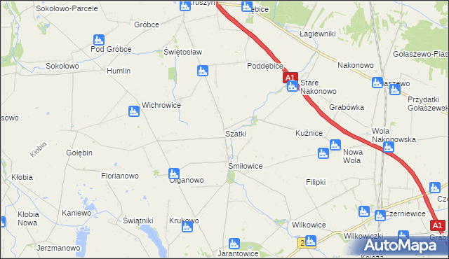 mapa Szatki gmina Choceń, Szatki gmina Choceń na mapie Targeo