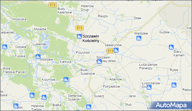 mapa Szczawin Borowy-Wieś, Szczawin Borowy-Wieś na mapie Targeo