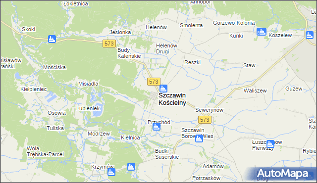 mapa Szczawin Kościelny, Szczawin Kościelny na mapie Targeo