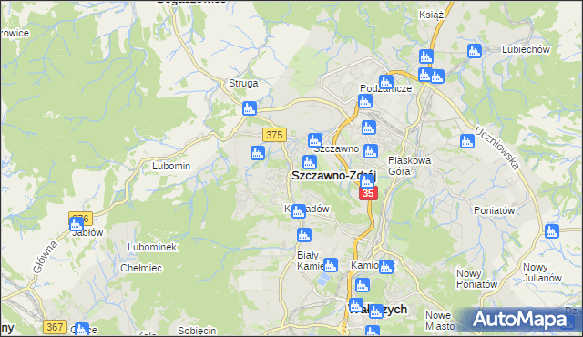 mapa Szczawno-Zdrój, Szczawno-Zdrój na mapie Targeo