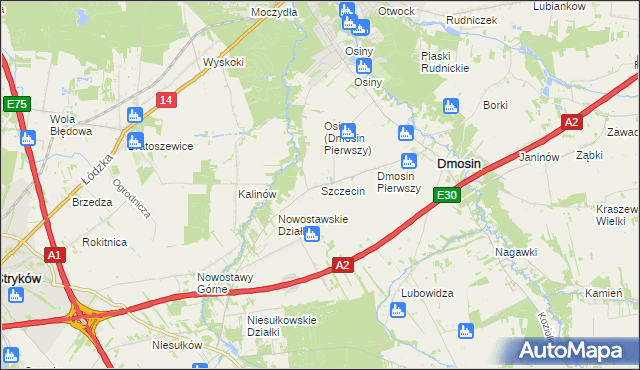 mapa Szczecin gmina Dmosin, Szczecin gmina Dmosin na mapie Targeo