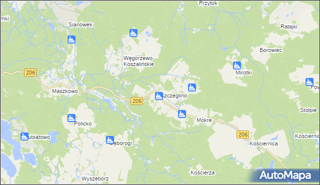 mapa Szczeglino, Szczeglino na mapie Targeo