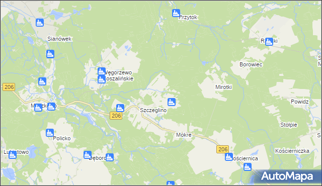 mapa Szczeglino Nowe, Szczeglino Nowe na mapie Targeo