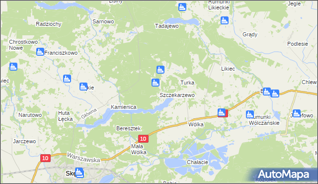 mapa Szczekarzewo, Szczekarzewo na mapie Targeo