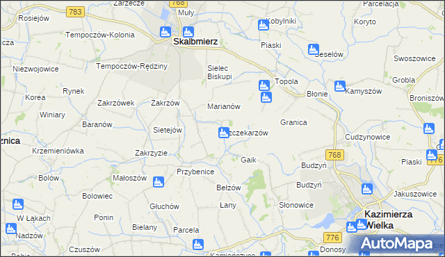 mapa Szczekarzów, Szczekarzów na mapie Targeo