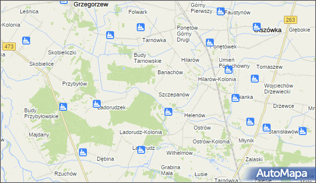 mapa Szczepanów gmina Olszówka, Szczepanów gmina Olszówka na mapie Targeo