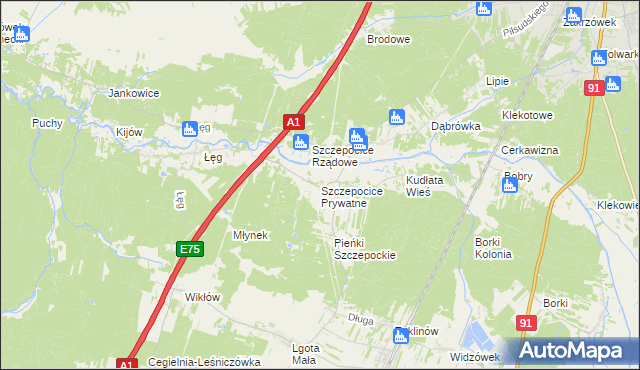 mapa Szczepocice Prywatne, Szczepocice Prywatne na mapie Targeo