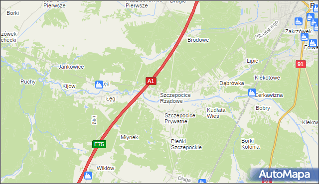 mapa Szczepocice Rządowe, Szczepocice Rządowe na mapie Targeo