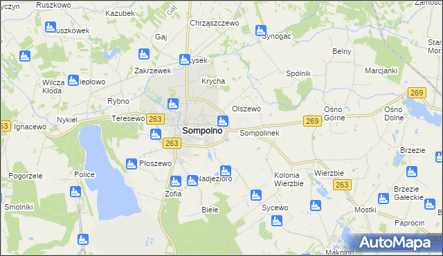 mapa Szczerkowo, Szczerkowo na mapie Targeo