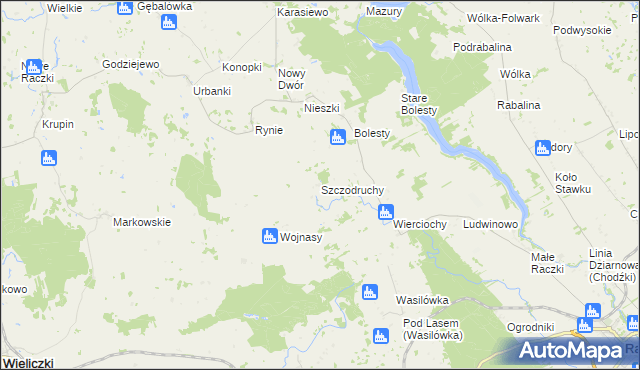 mapa Szczodruchy gmina Raczki, Szczodruchy gmina Raczki na mapie Targeo