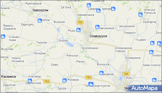 mapa Szczotkowice, Szczotkowice na mapie Targeo