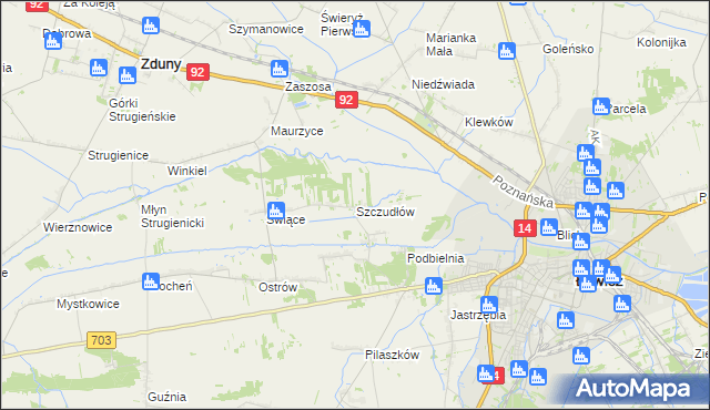 mapa Szczudłów, Szczudłów na mapie Targeo